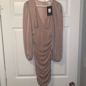 Fashion Nova - blush pink - side roused dress